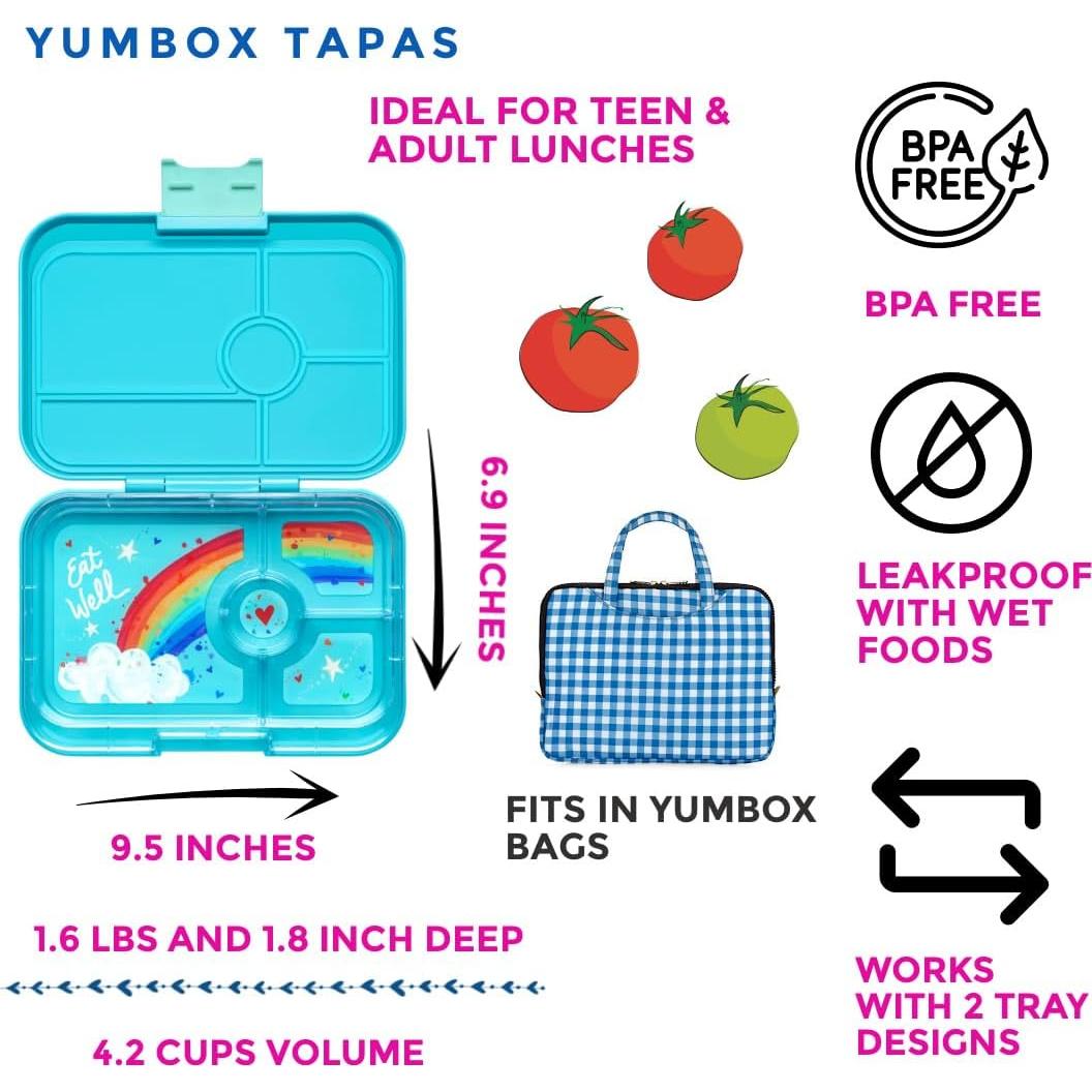 Yumbox Tapas Azul Arcoíris - Caja Almuerzo 4 Compartimentos 993ml