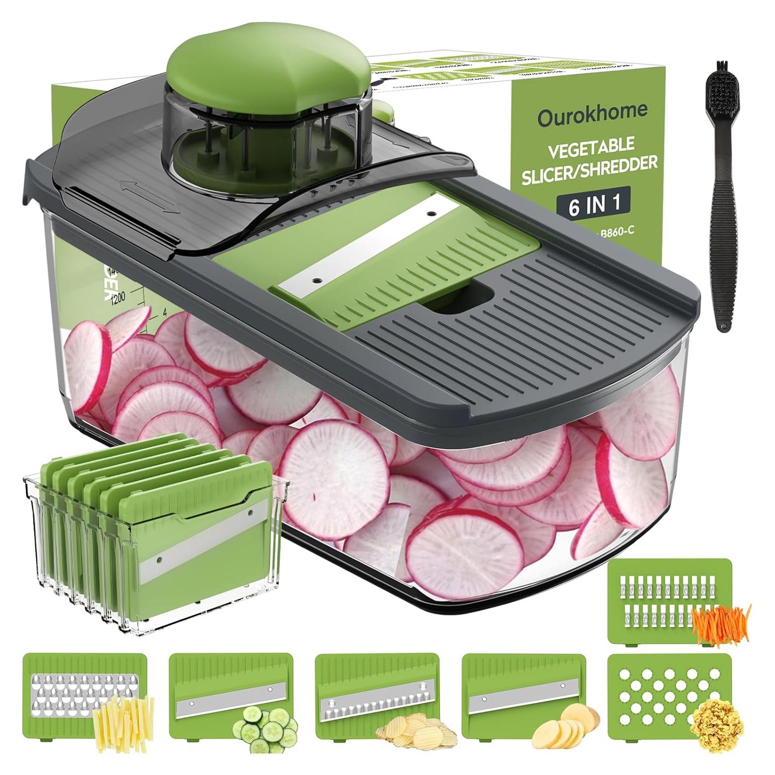 Cortadora de Mandolina Ourokhome 6 Cuchillas Acero Inoxidable