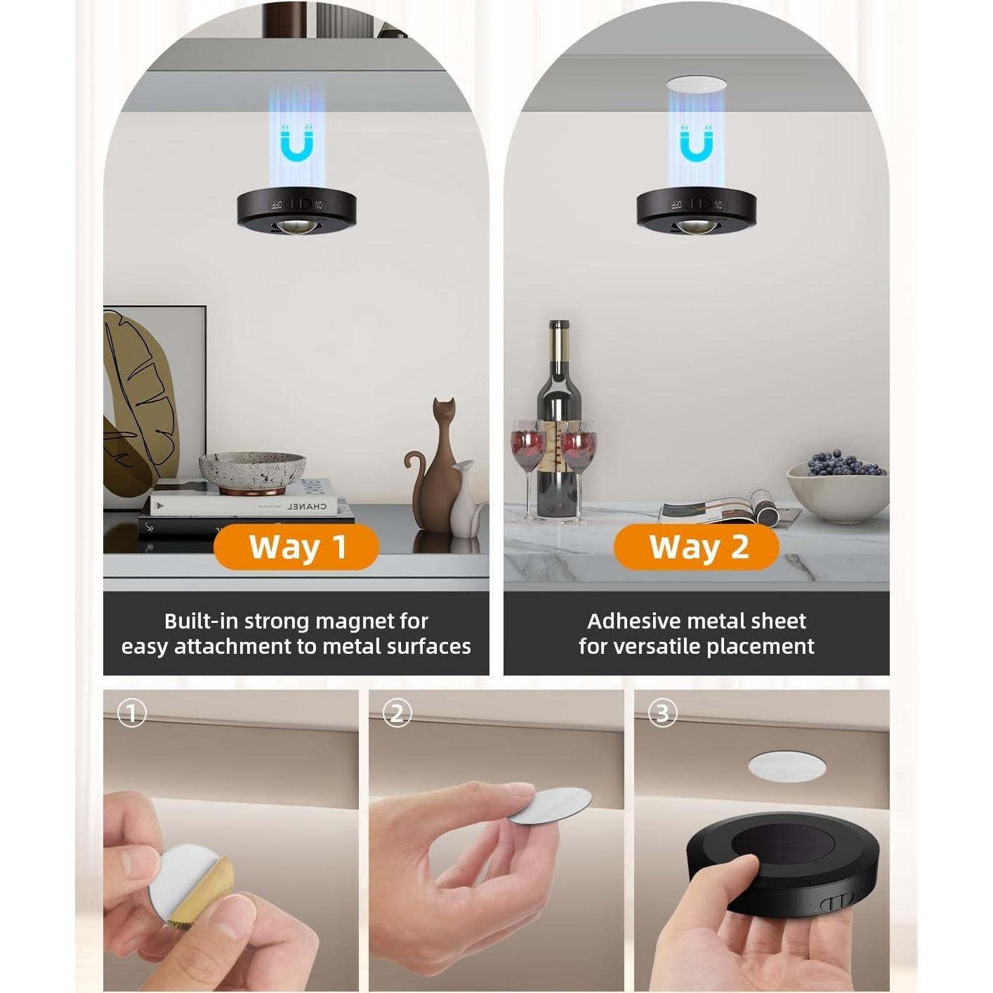 Luz Puck RUYI Recargable Inalámbrica con Control Remoto 6 Pzas