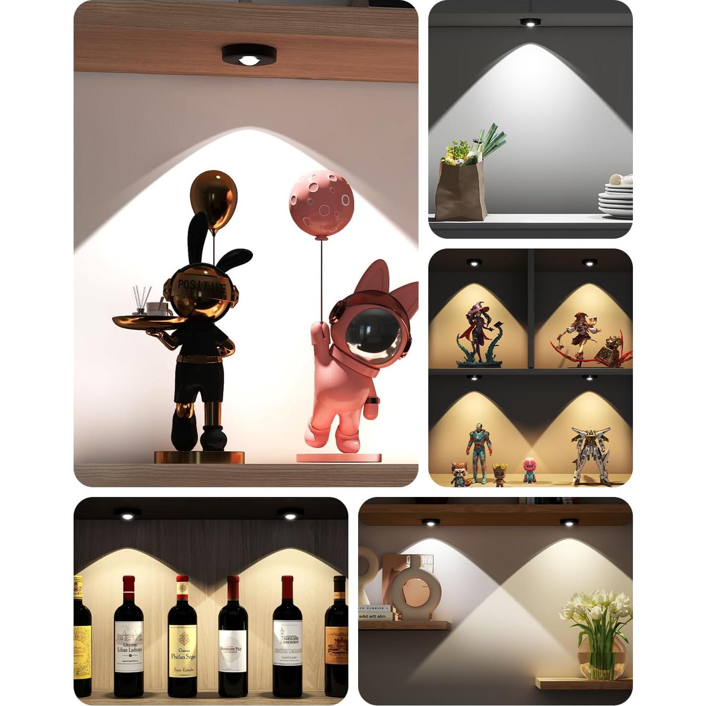 Luz Puck RUYI Recargable Inalámbrica con Control Remoto 6 Pzas