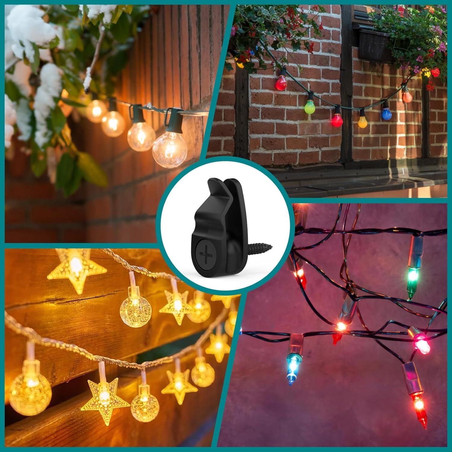 Ganchos para Luces de Exterior Lewufe - 50 Piezas Negros