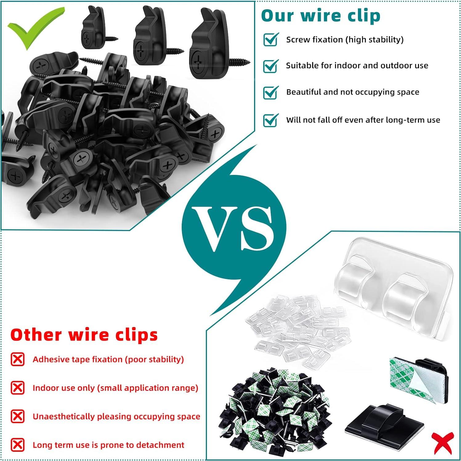 Ganchos para Luces de Exterior Lewufe - 50 Piezas Negros