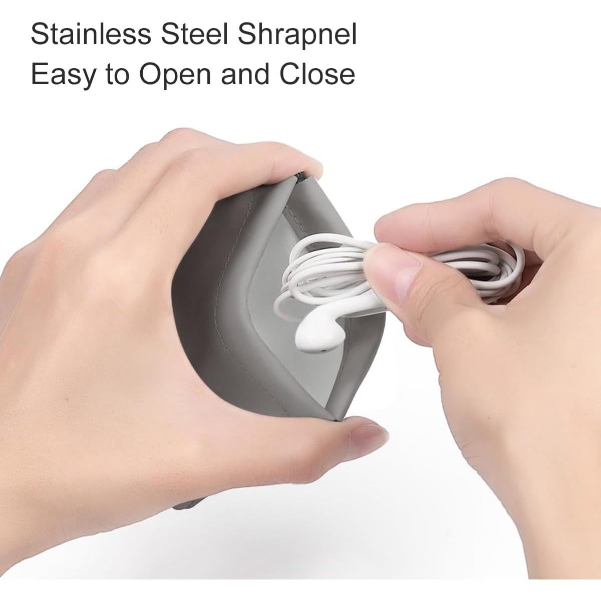 Earphone Case - Waterproof Earbud Pouch, Small Change Purse, Portable Coin Purse for Women and Men (Light Gray)