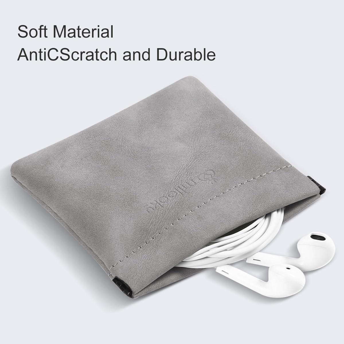 Earphone Case - Waterproof Earbud Pouch, Small Change Purse, Portable Coin Purse for Women and Men (Light Gray)