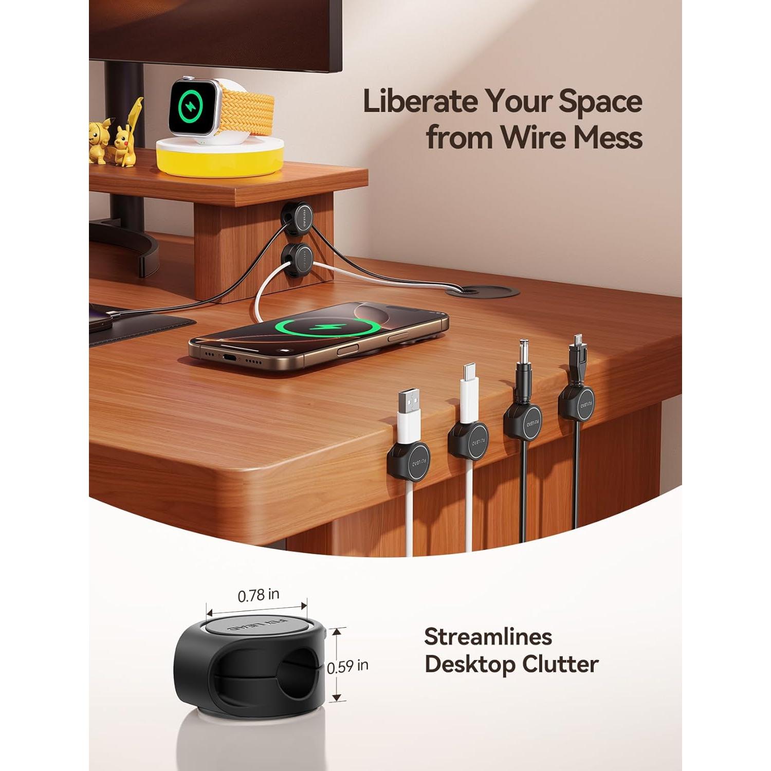 Organizador de Cables FLYLEAD 8 Clips Magnéticos Silicona