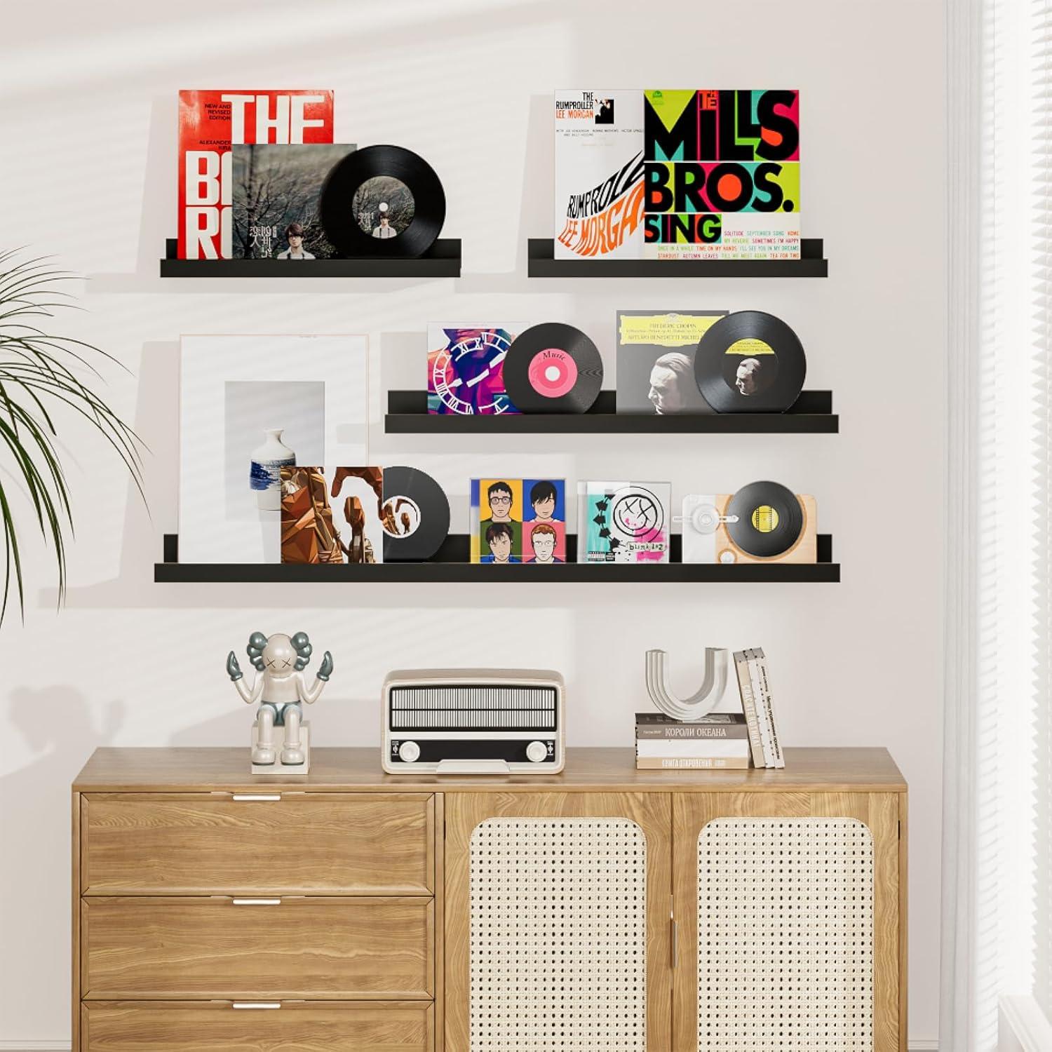 Juego de 6 estantes flotantes Heimlove 40.64 cm negro