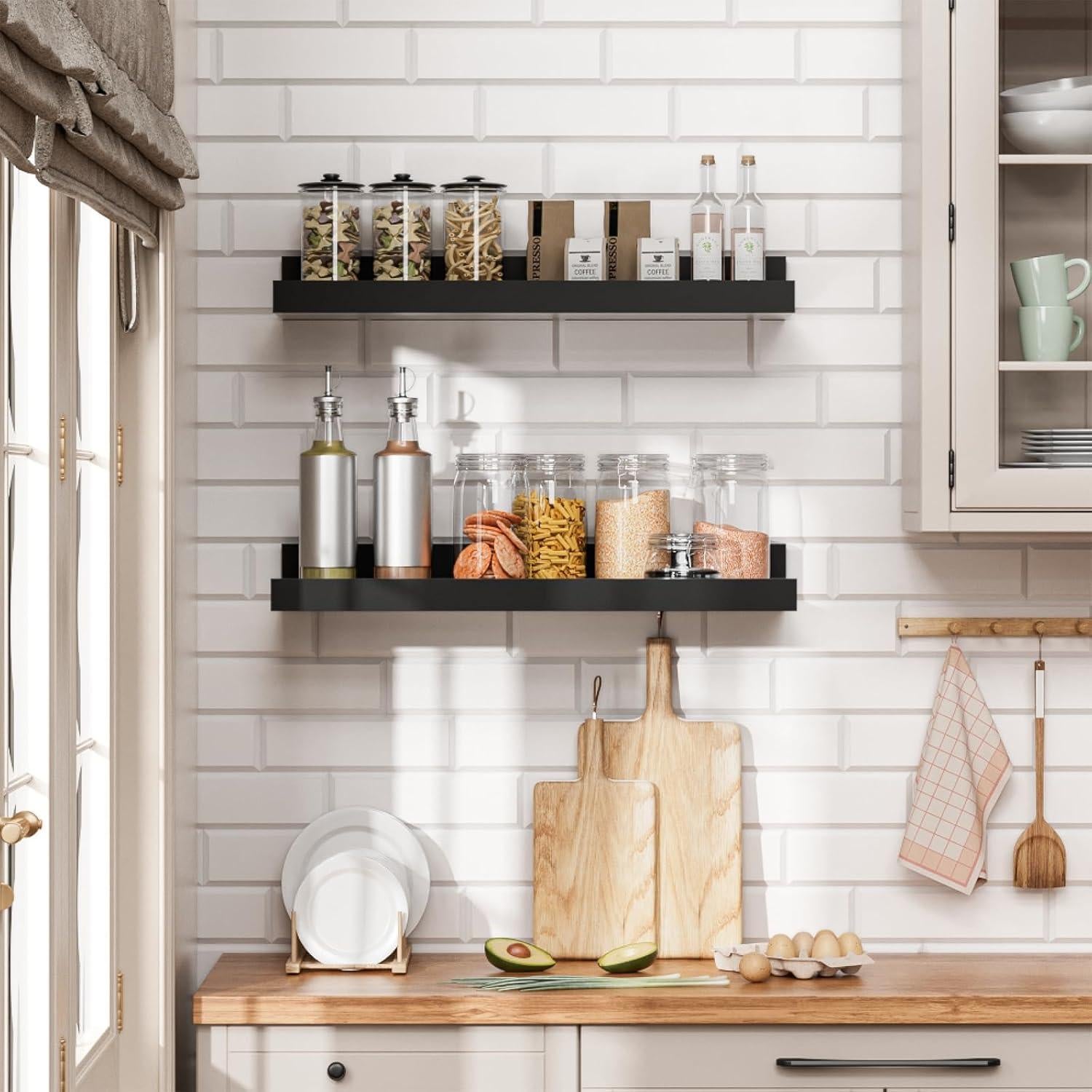 Juego de 6 estantes flotantes Heimlove 40.64 cm negro