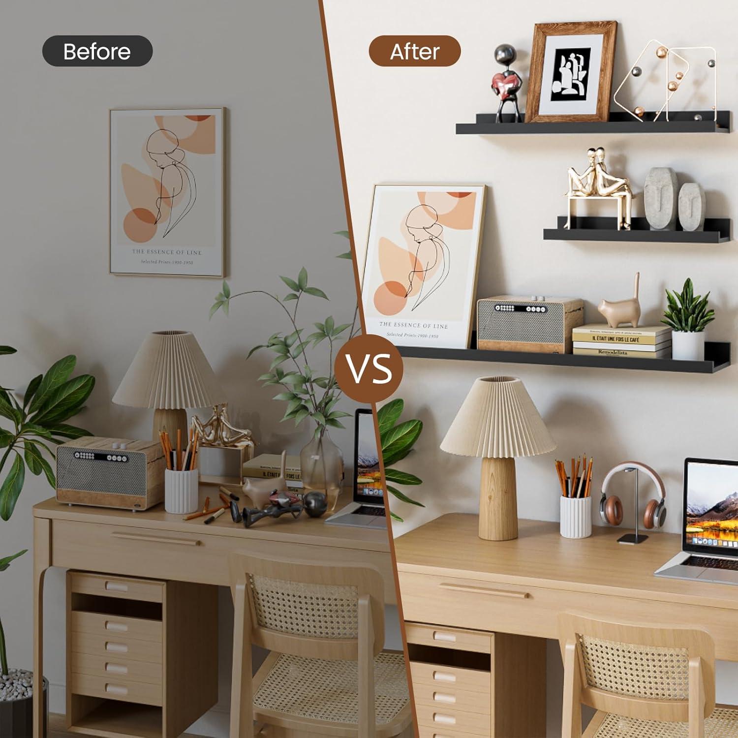 Juego de 6 estantes flotantes Heimlove 40.64 cm negro