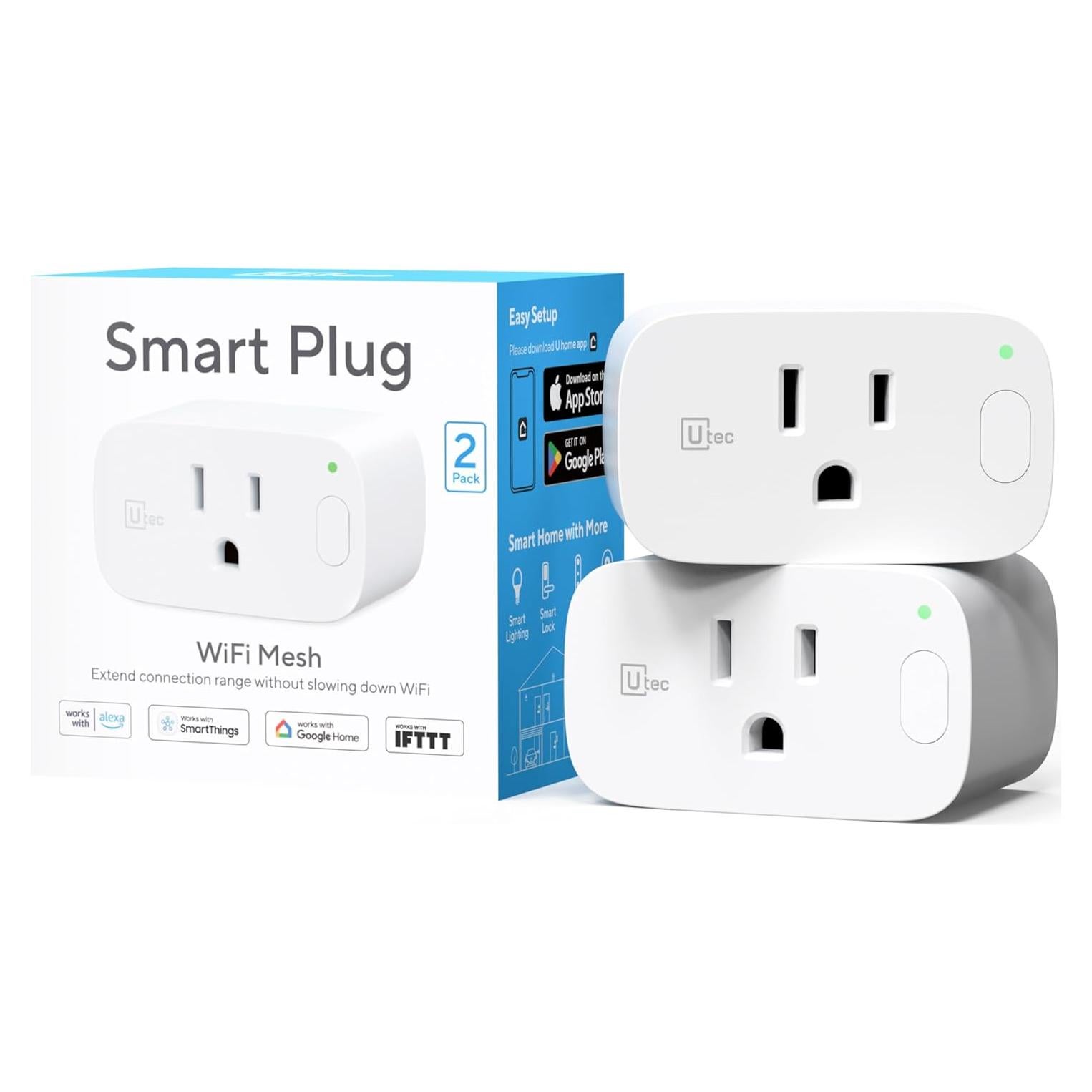 Enchufe Inteligente UTEC 15A Wi-Fi 2.4GHz Control Remoto Paquete de 2