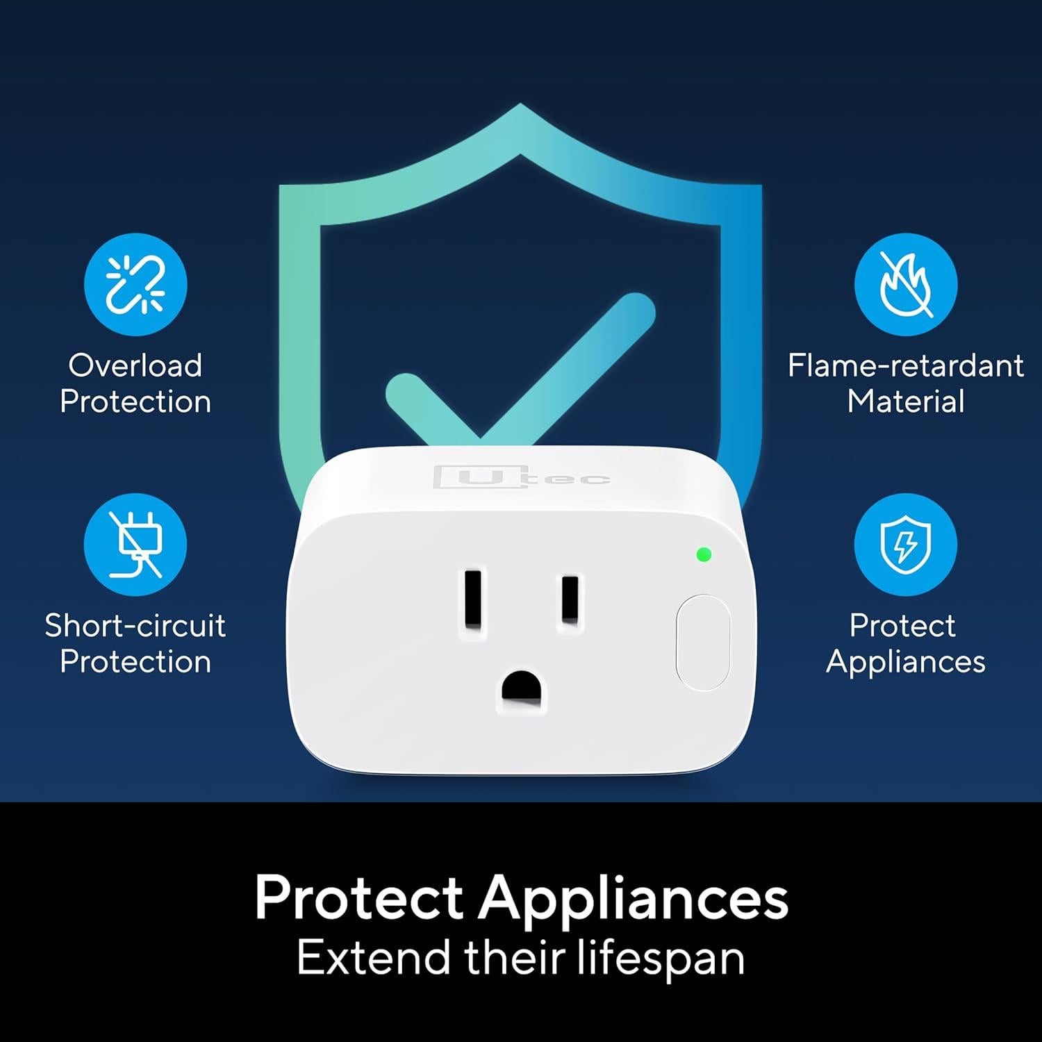 Enchufe Inteligente UTEC 15A Wi-Fi 2.4GHz Control Remoto Paquete de 2