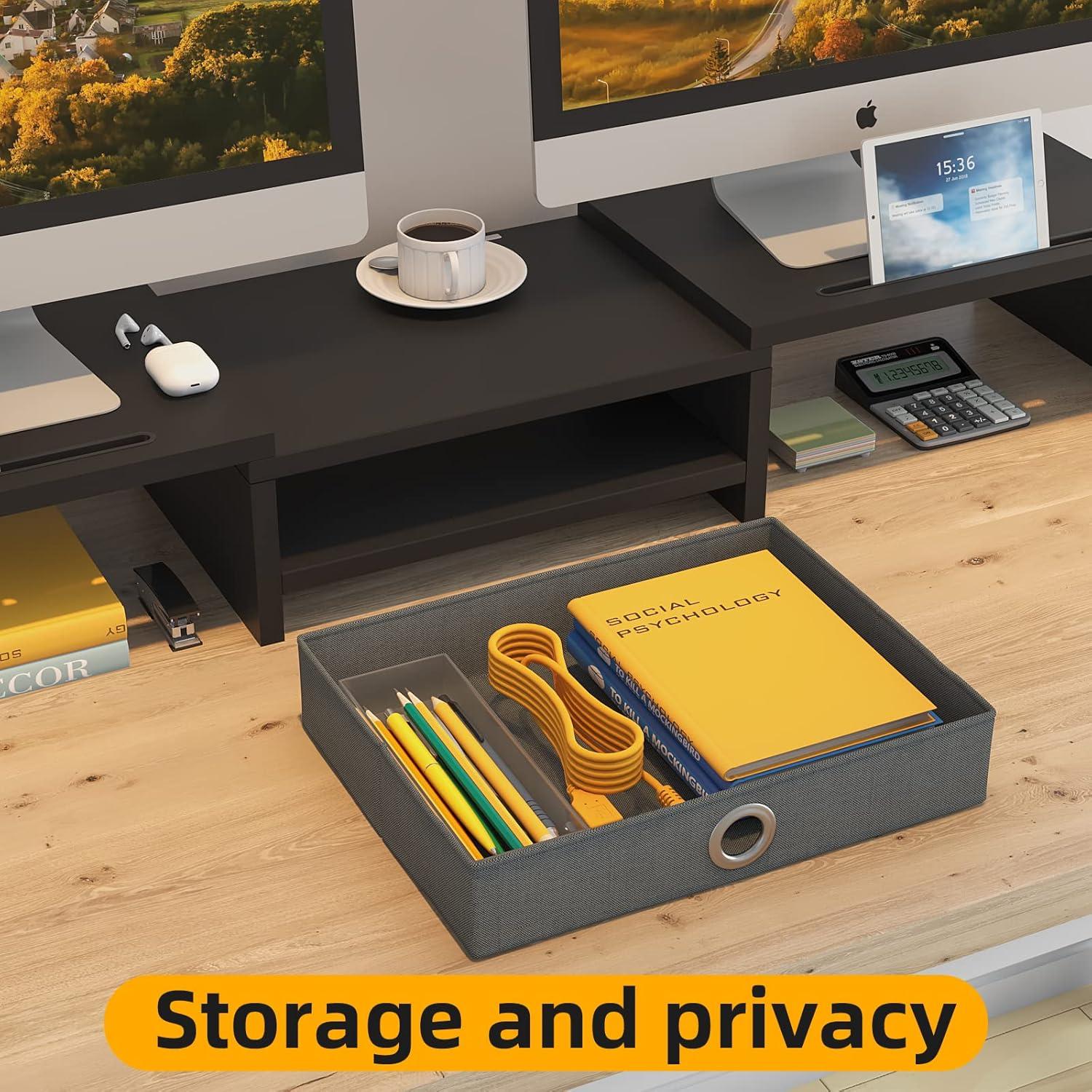 Soporte Doble Monitor WESTREE Ajustable con Cajón y Almacenaje