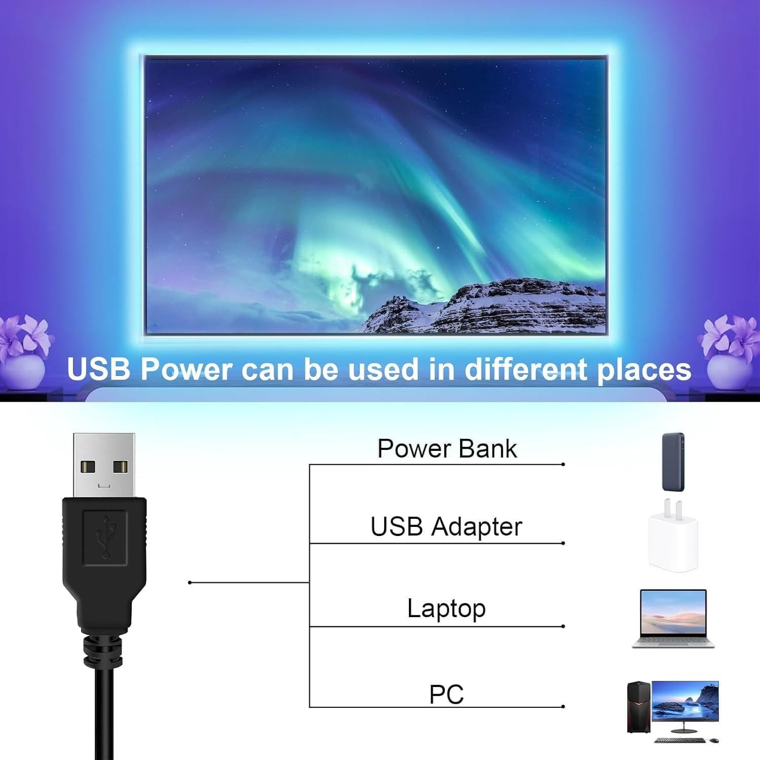 Luces LED RGB para TV Reemeer 2.99m Control Remoto APP