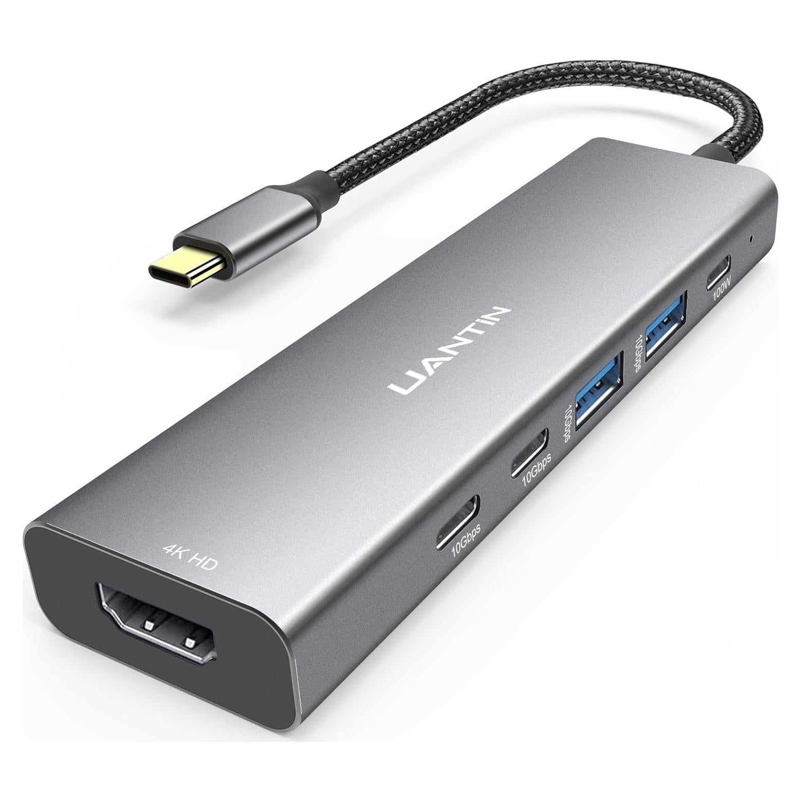 Hub USB-C 6-en-1 UANTIN 10Gbps 4K HDMI 100W Power Delivery