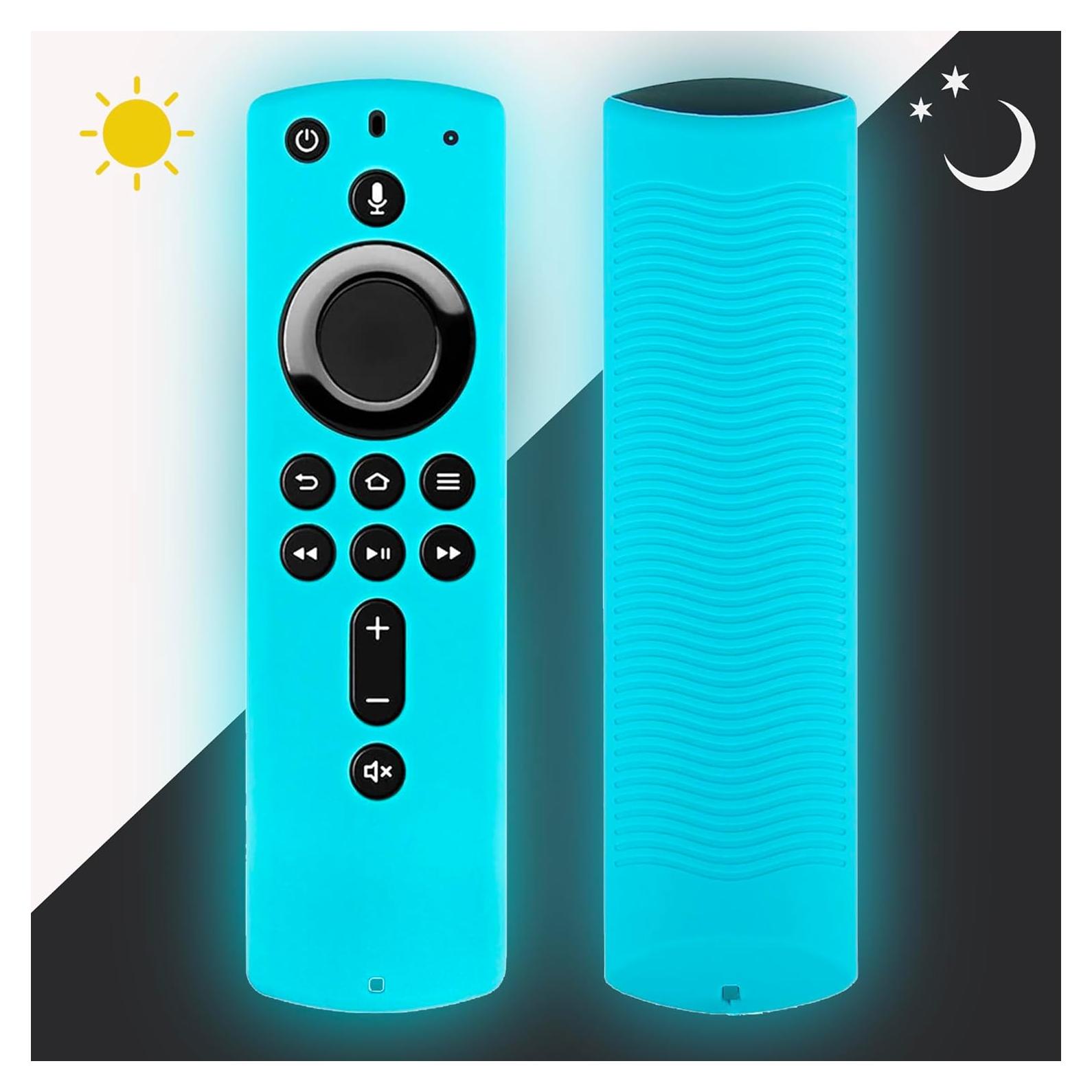 2nd Gen Firestick Remote Cover Case, Silicone Remote Cover Case Compatible with 4K Firetv Stick, Firetv Remote Cover Case, Shockproof Firetv Remote Cover,Glow Blue
