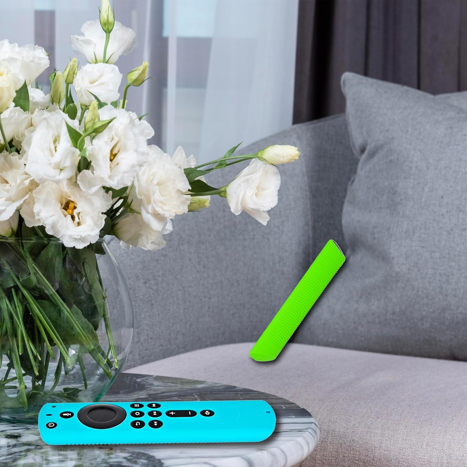 2nd Gen Firestick Remote Cover Case, Silicone Remote Cover Case Compatible with 4K Firetv Stick, Firetv Remote Cover Case, Shockproof Firetv Remote Cover,Glow Blue