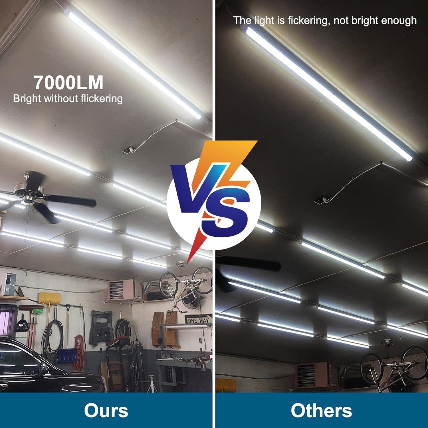 Luces de Taller LED AQIQUUT 4FT 50W 7000LM Paquete de 2