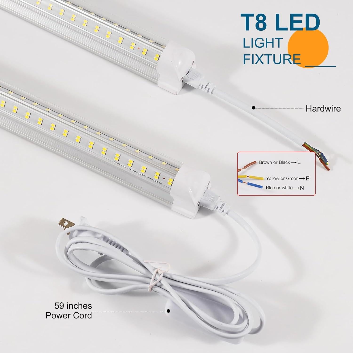 Luces de Taller LED AQIQUUT 4FT 50W 7000LM Paquete de 2