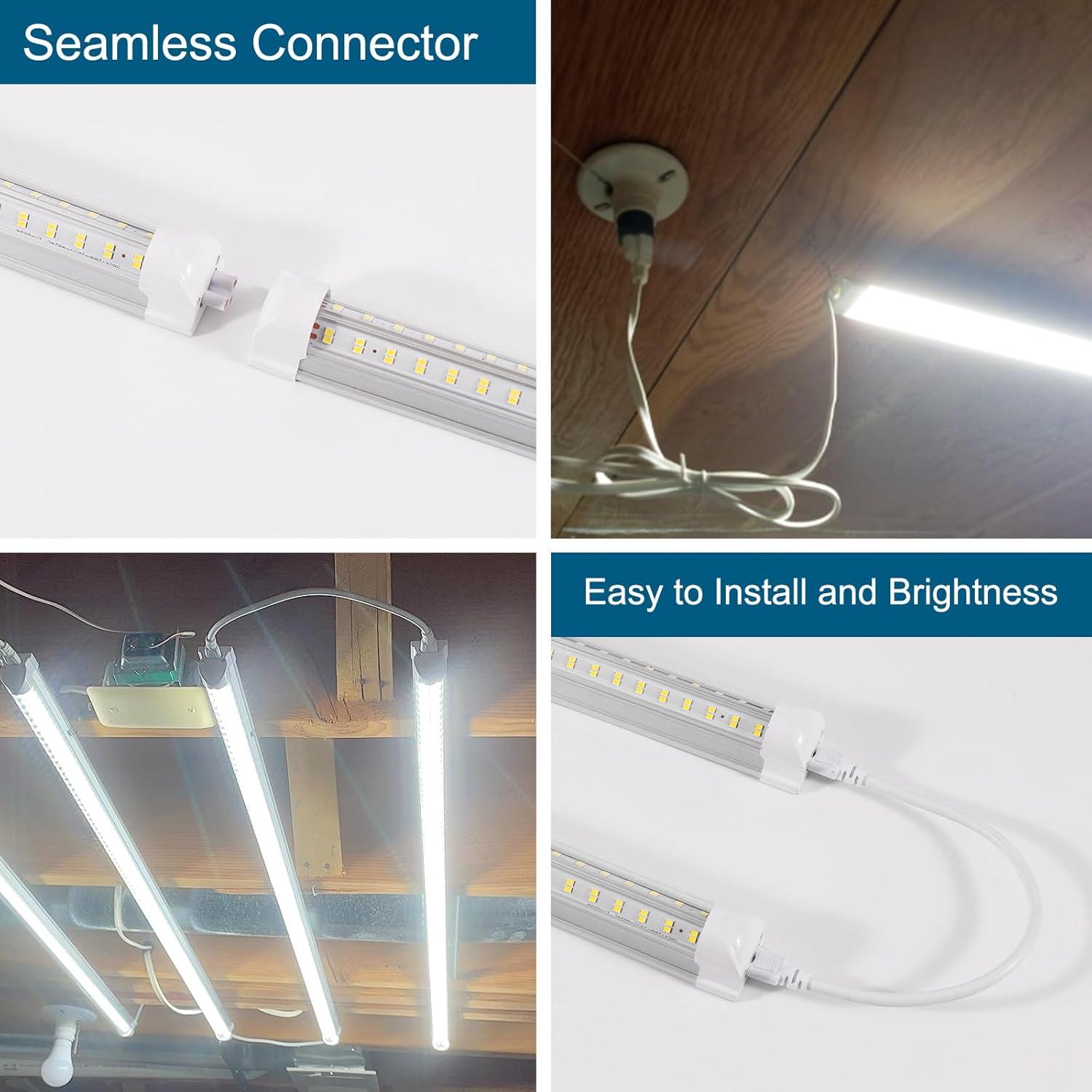 Luces de Taller LED AQIQUUT 4FT 50W 7000LM Paquete de 2