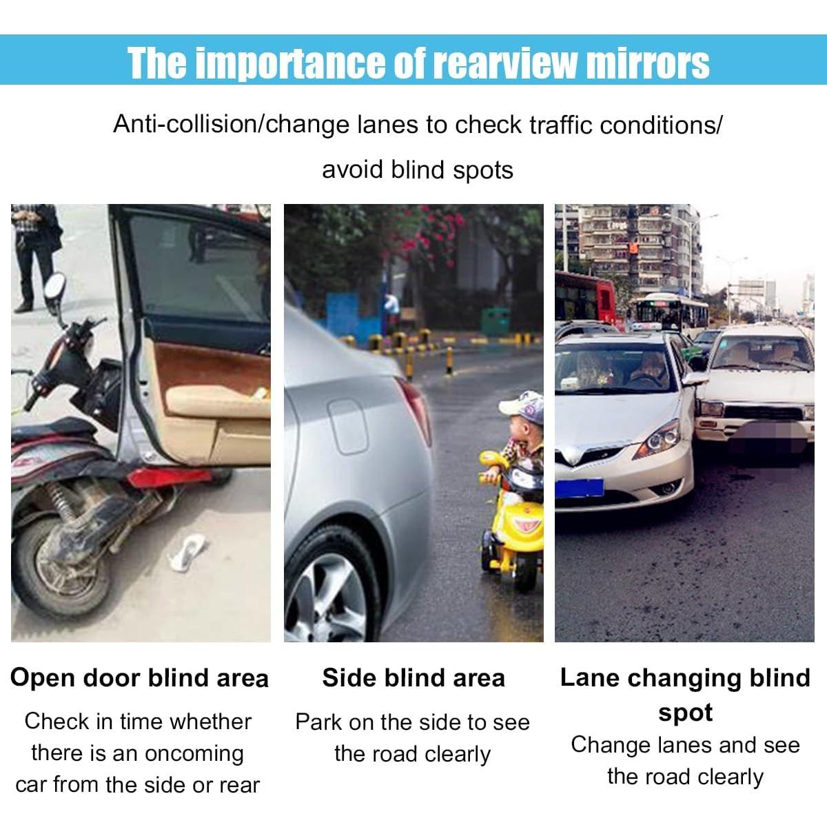 Espejo de Punto Ciego Convexo GLSOWEE 6.2 cm Ajustable 360°