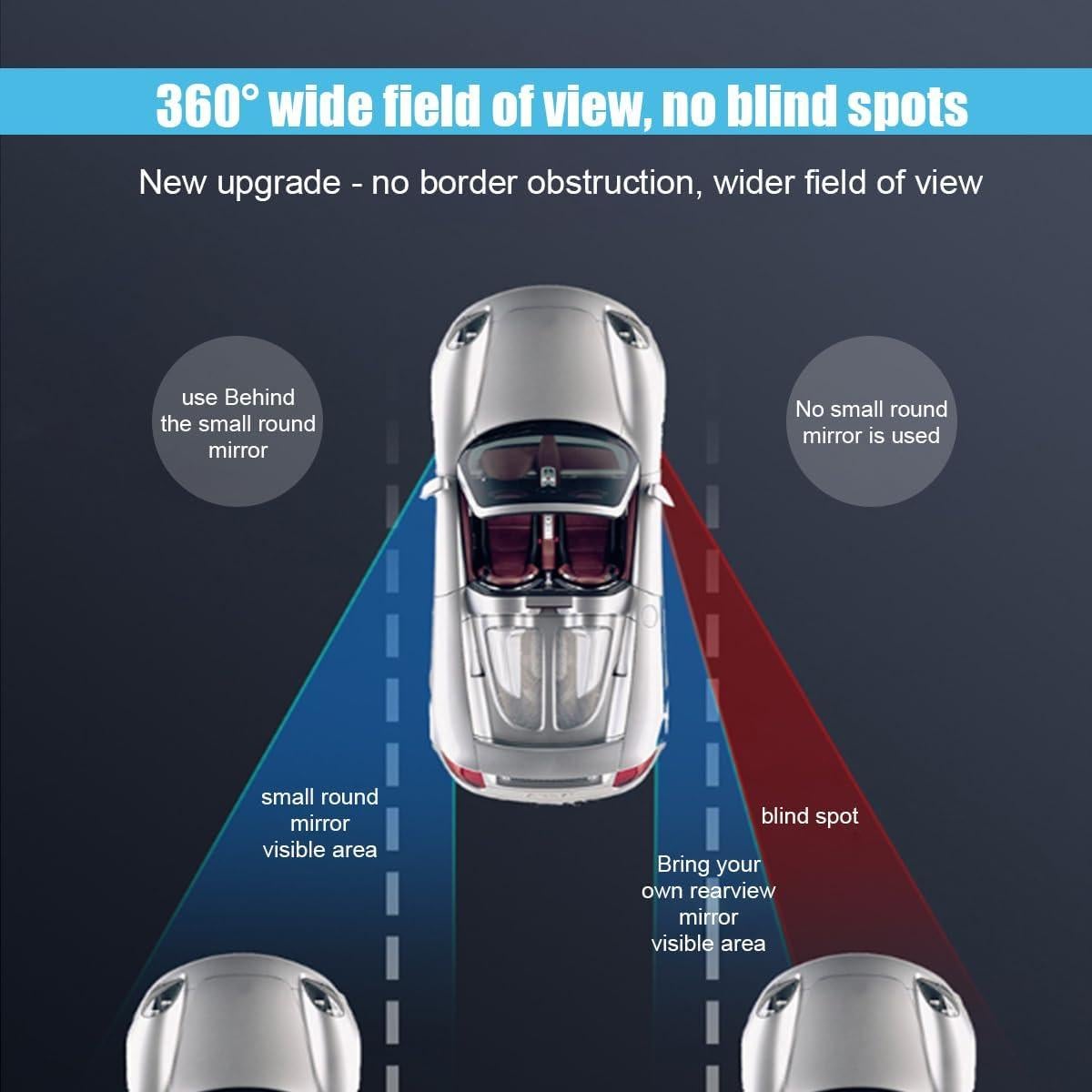 Espejo de Punto Ciego Convexo GLSOWEE 6.2 cm Ajustable 360°
