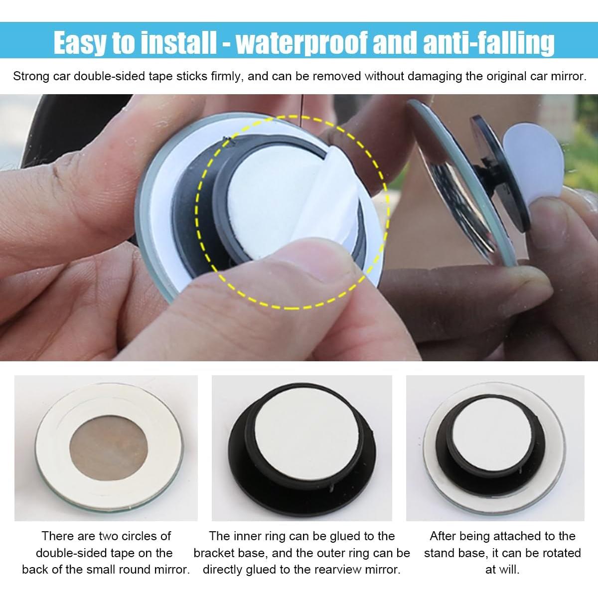 Espejo de Punto Ciego Convexo GLSOWEE 6.2 cm Ajustable 360°