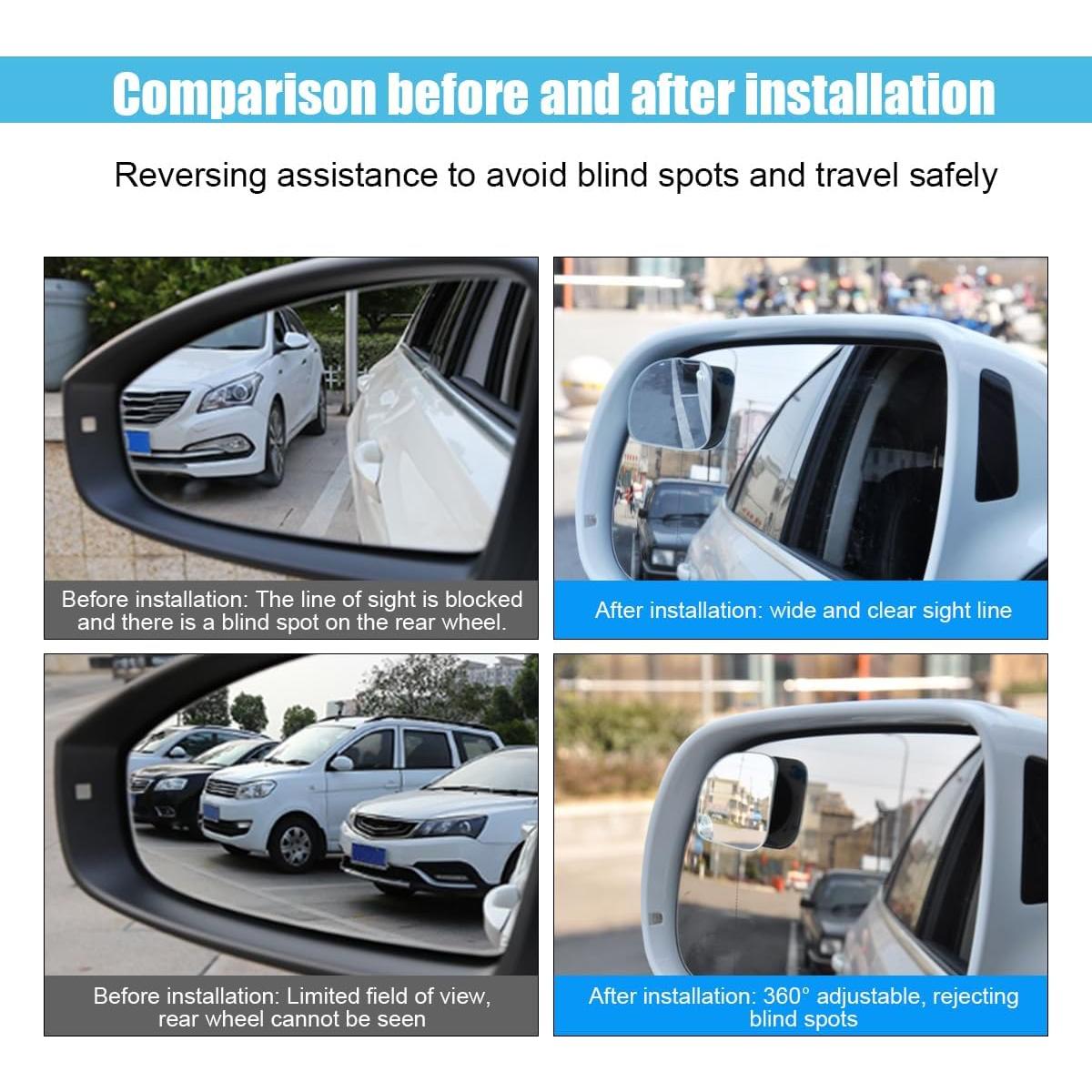 Espejo de Punto Ciego Convexo GLSOWEE 6.2 cm Ajustable 360°