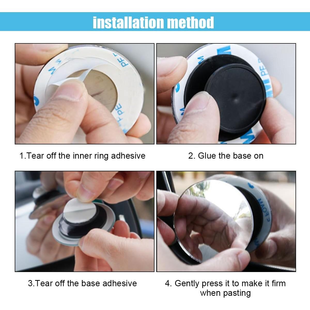 Espejo de Punto Ciego Convexo GLSOWEE 6.2 cm Ajustable 360°