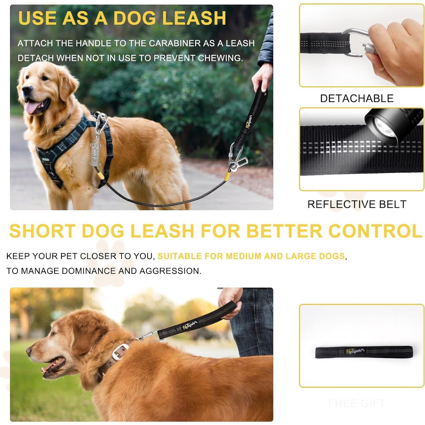 Cinturón de Seguridad para Perros HYLIYAKI 5 en 1 Negro 40 CM