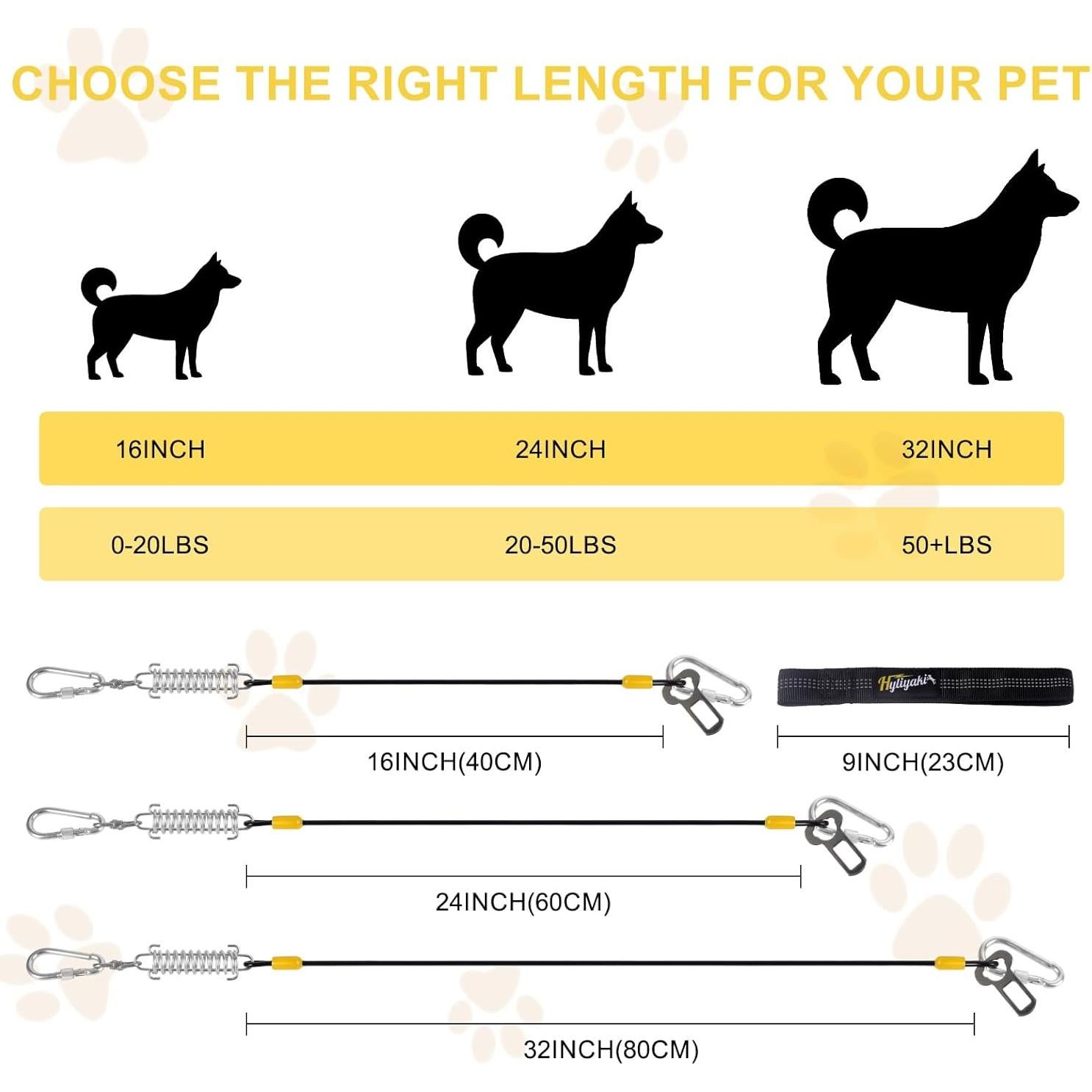 Cinturón de Seguridad para Perros HYLIYAKI 5 en 1 Negro 40 CM