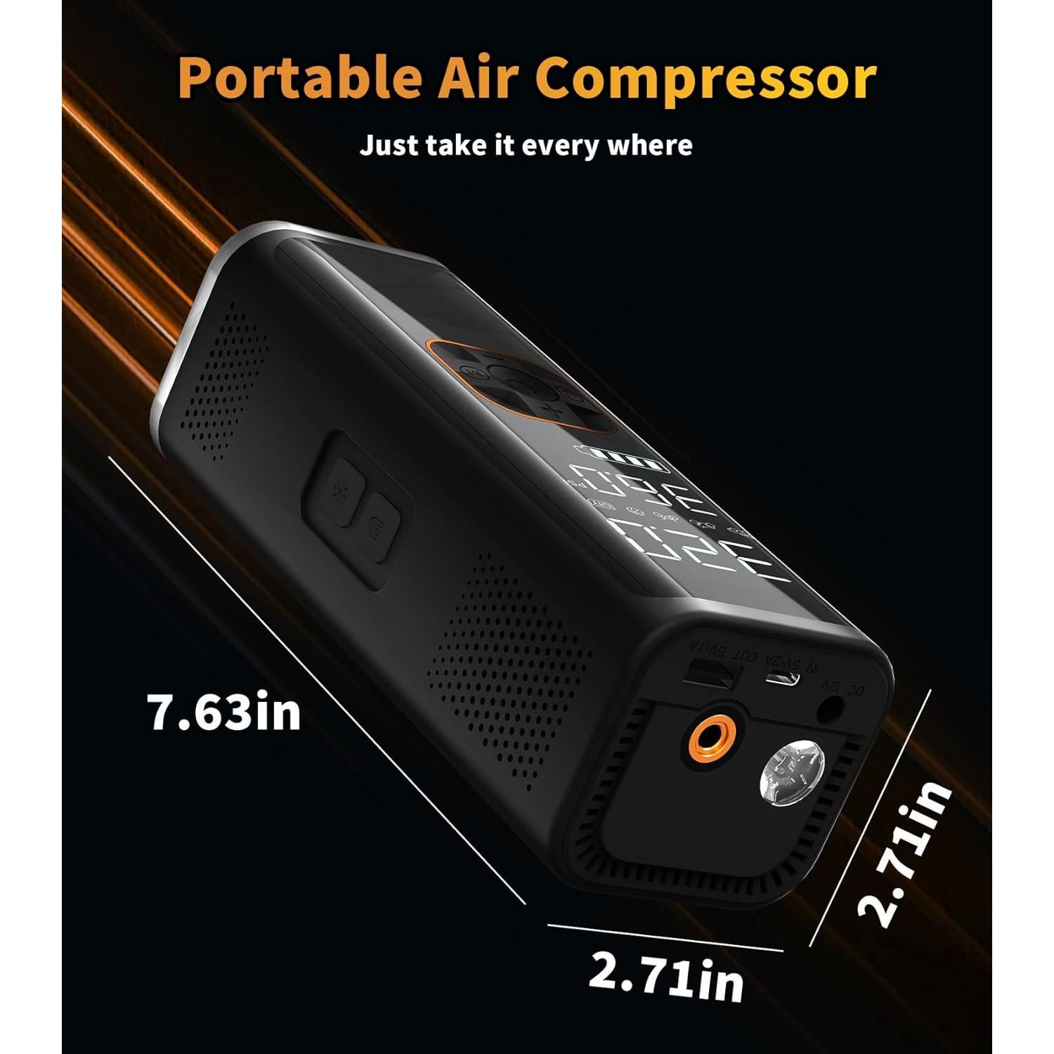 Compresor de Aire Portátil VIL Y12 150PSI 12V DC con Manómetro