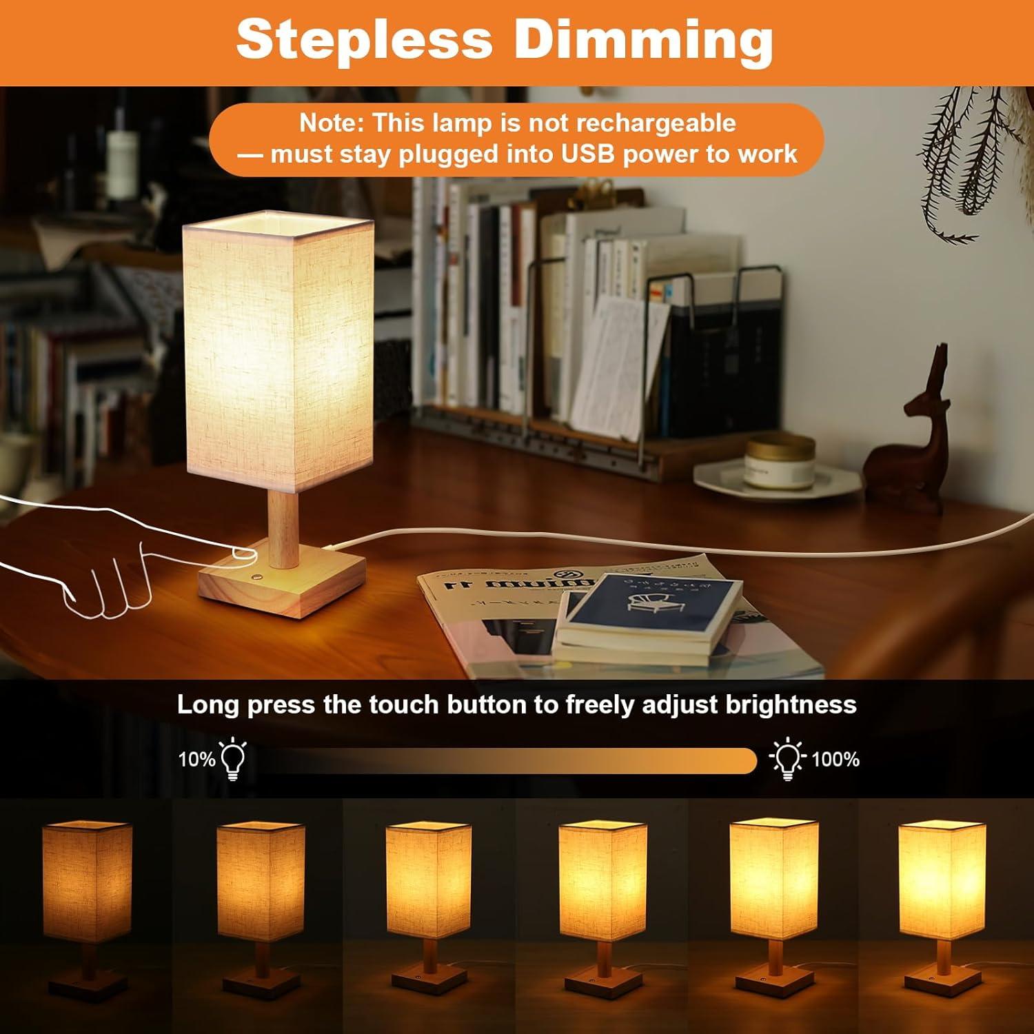 Lámpara de Mesa Táctil UCHENTON Cuadrada 5W con Cable