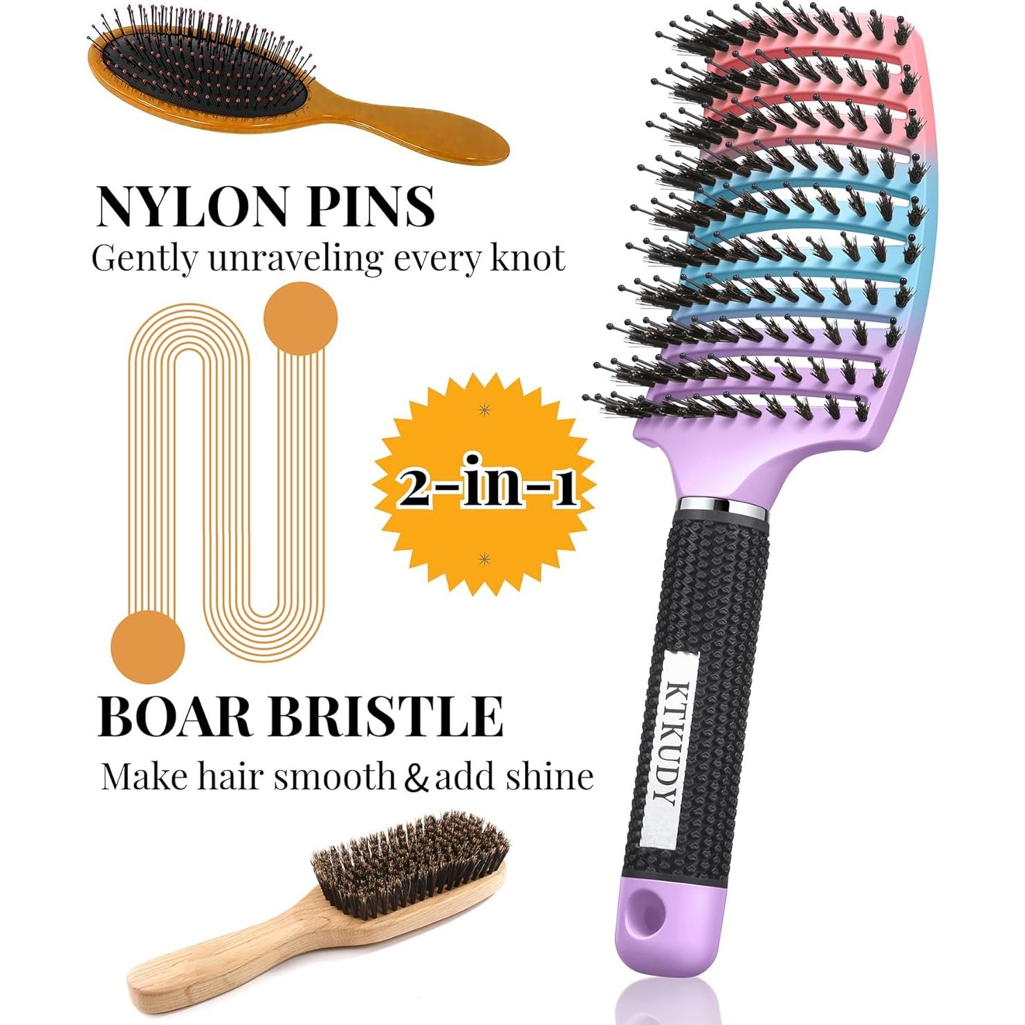 Cepillo Desenredante KTKUDY para Cabello Húmedo y Seco - 1 Unidad