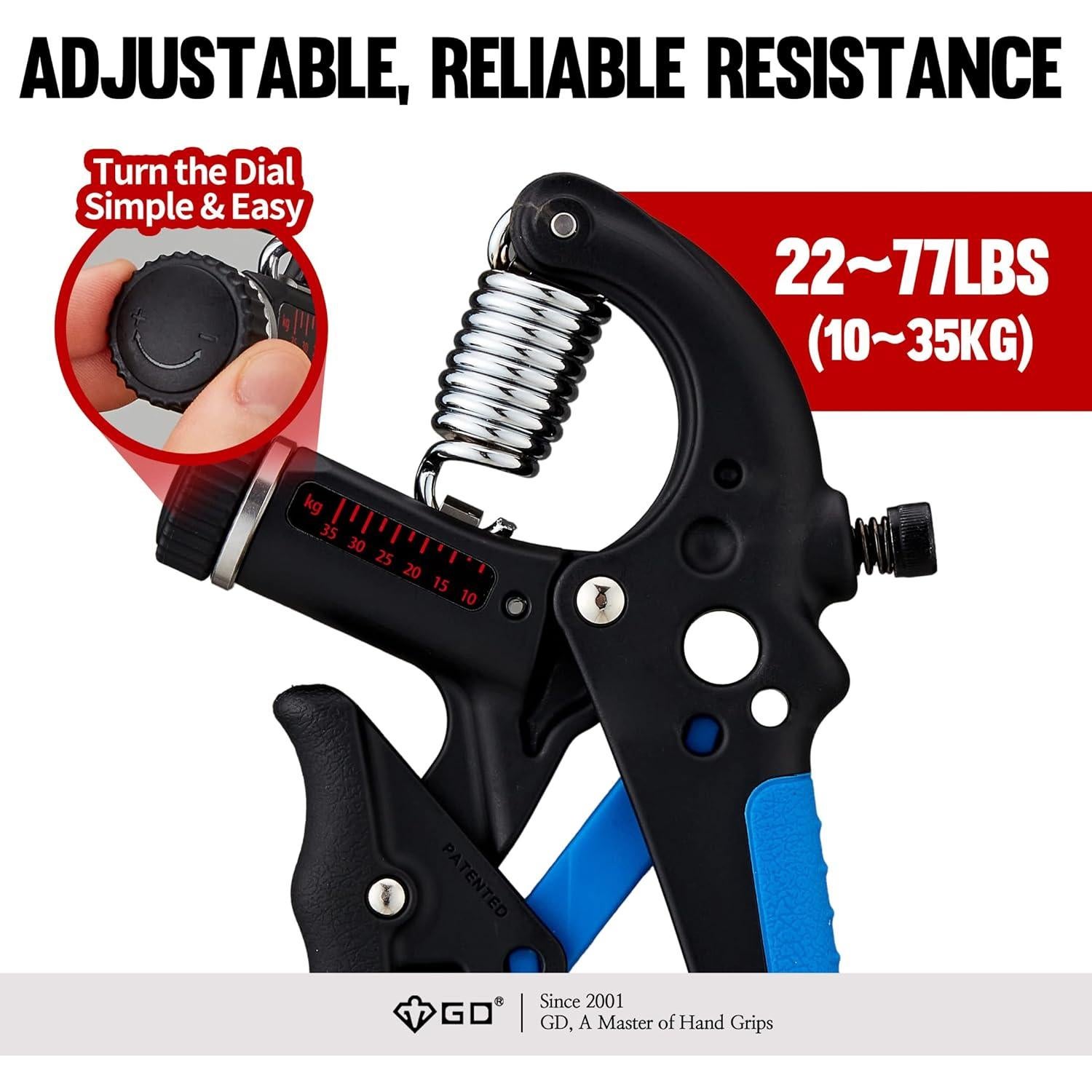 Entrenador de Fuerza de Agarre GD Grip2 Ajustable 10-35 kg