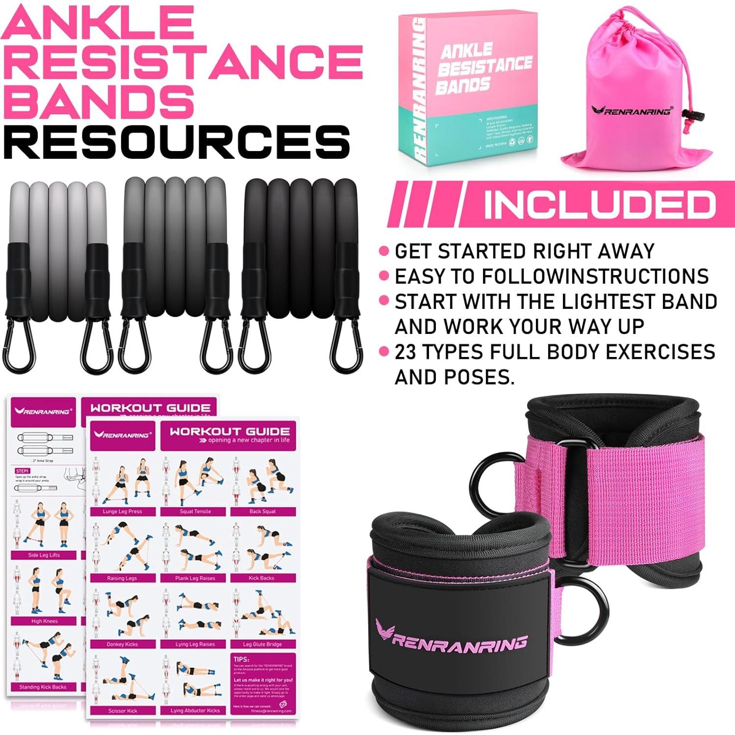Bandas de Resistencia para Tobillos RENRANRING - 3 Niveles de Resistencia