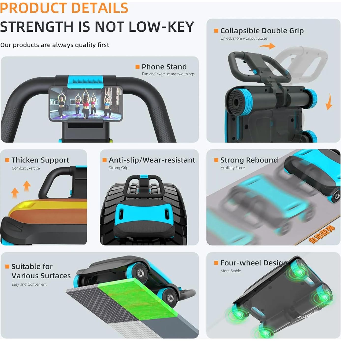 Rueda Abdominal FIAMEARMOR 4 Ruedas Soporte Codos 2.9kg