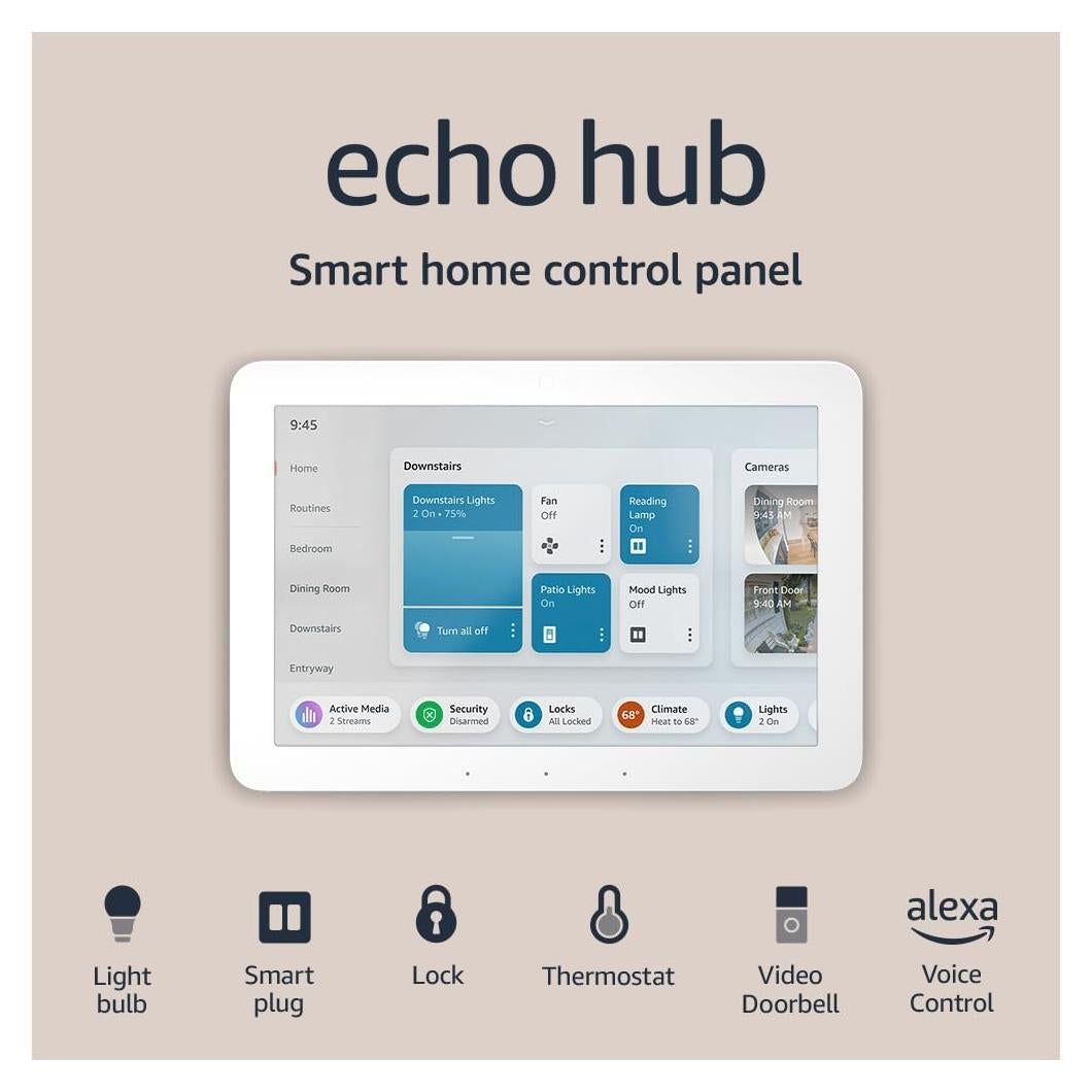 Echo Hub, 8” smart home control panel with Alexa+ Early Access, Compatible with thousands of devices