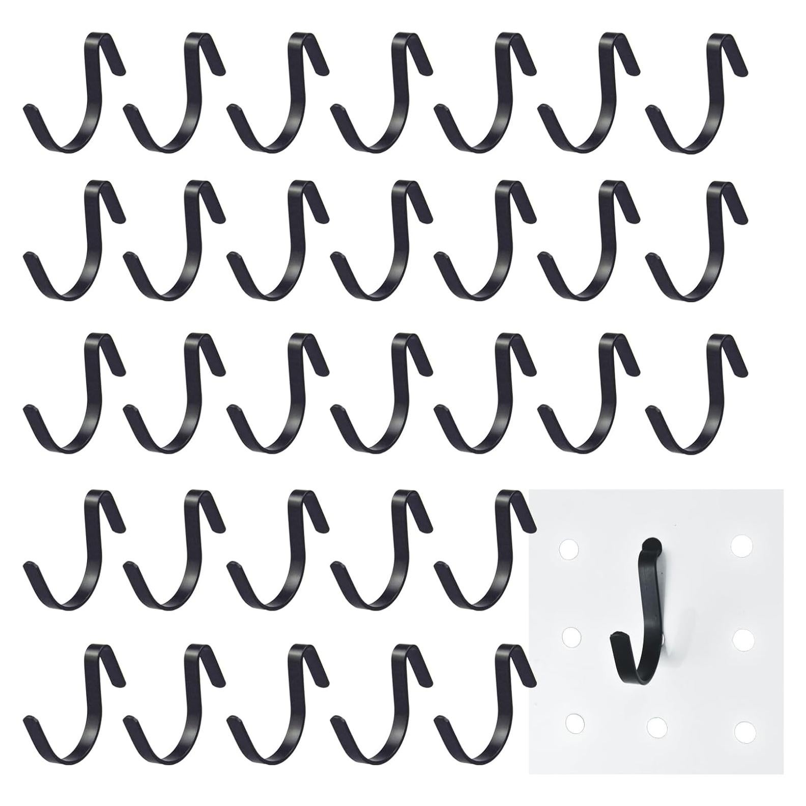 G.CORE Ganchos en J Negros para Tablero Perforado - 40pcs