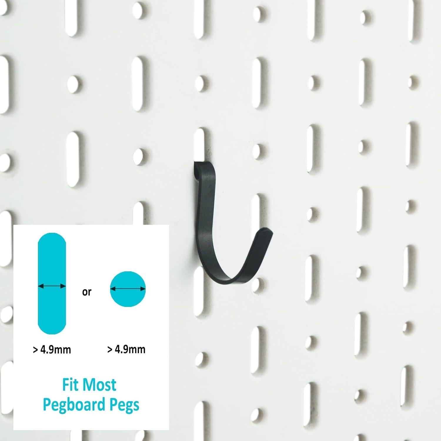 G.CORE Ganchos en J Negros para Tablero Perforado - 40pcs