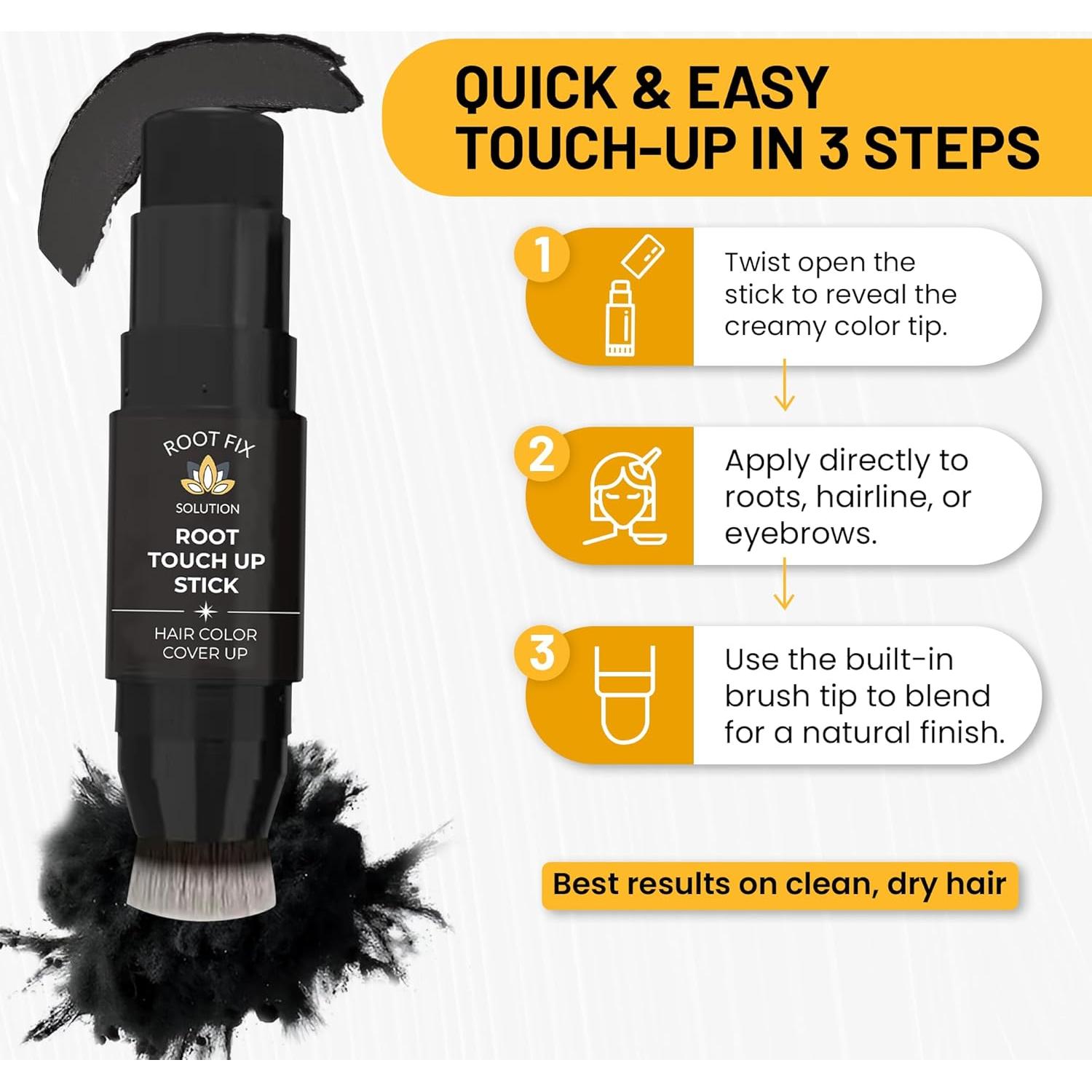 Stick Retoque Raíces Root Fix Negro - Cobertura Canas Instantánea