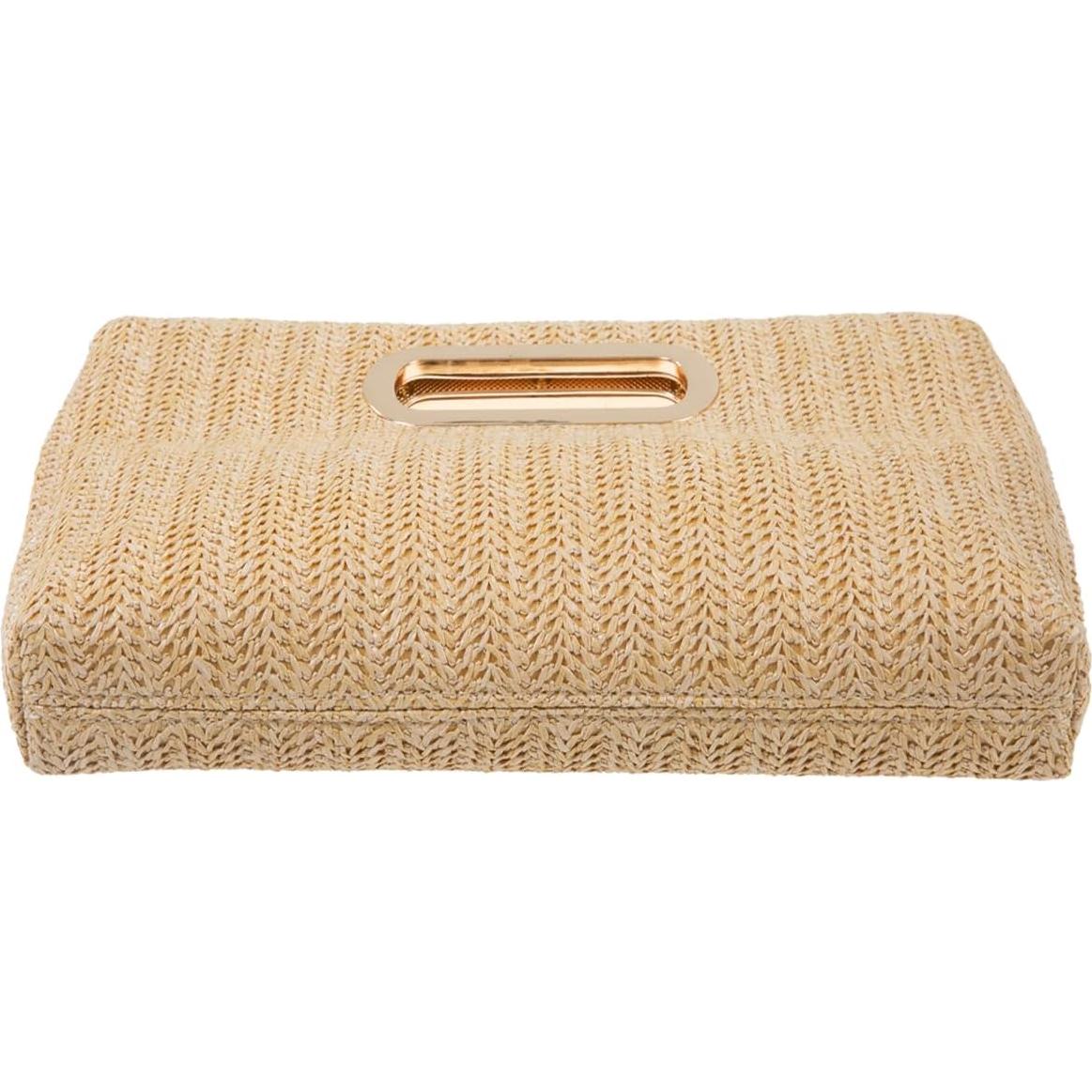 Clutch de Paja Beige con Asa de Cadena Desmontable