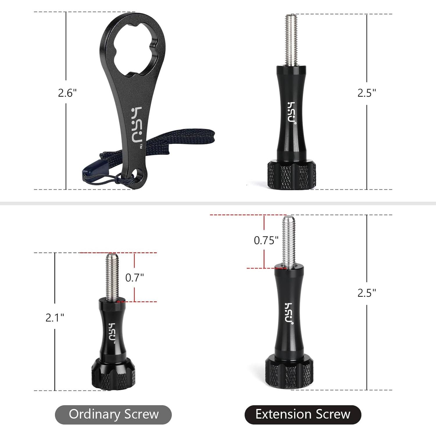 Juego de Tornillos de Pulgar HSU para GoPro + Llave de Aluminio