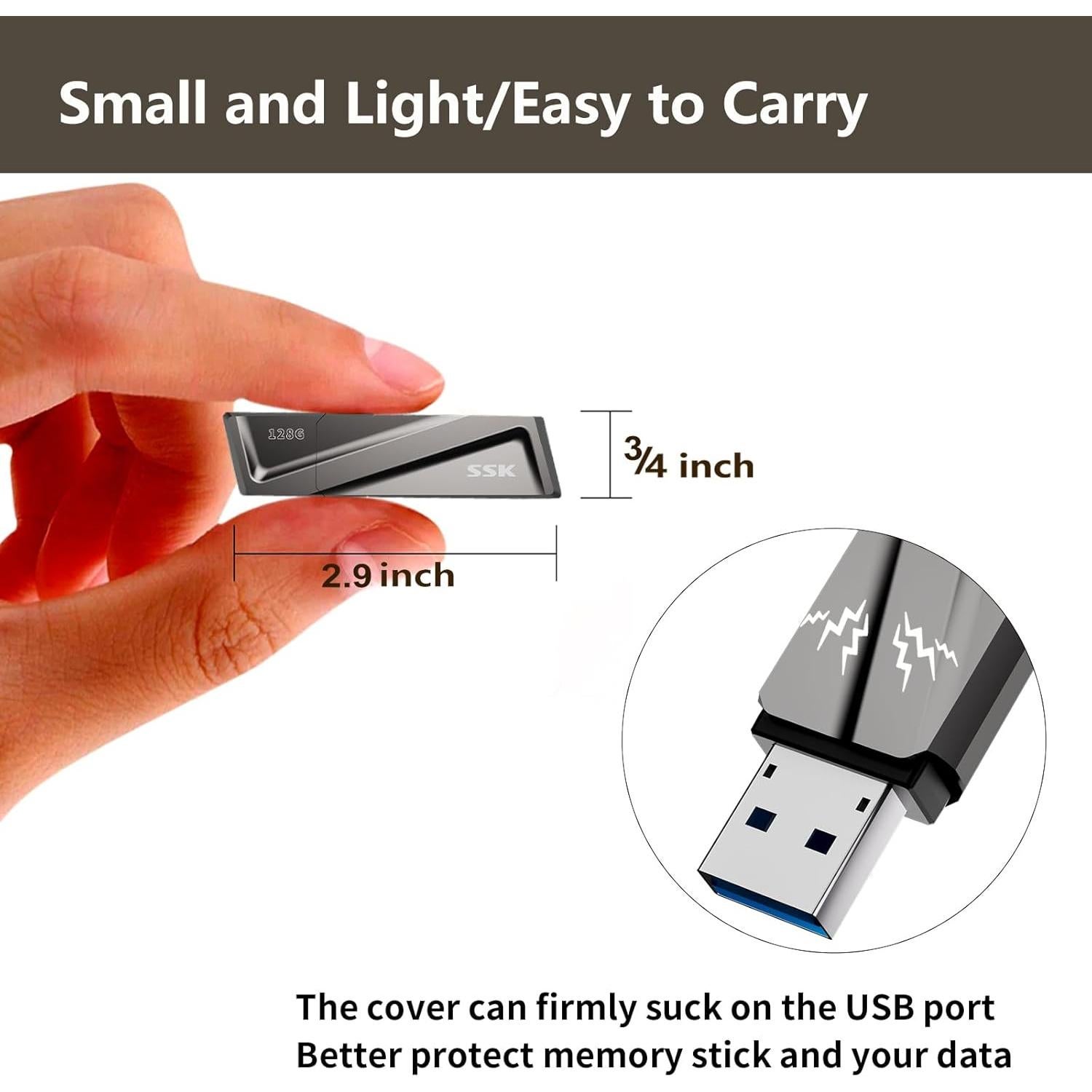 Memoria USB SSK 128GB USB 3.2 Gen2 550MB/s con Adaptador Tipo C