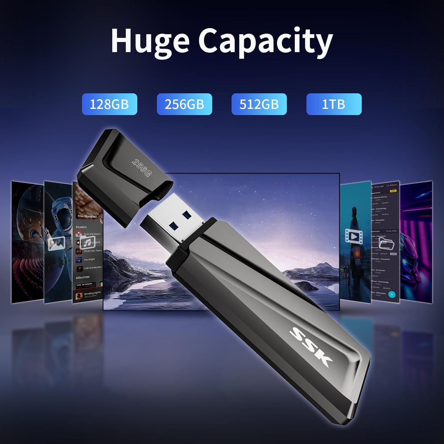 Memoria USB SSK 128GB USB 3.2 Gen2 550MB/s con Adaptador Tipo C