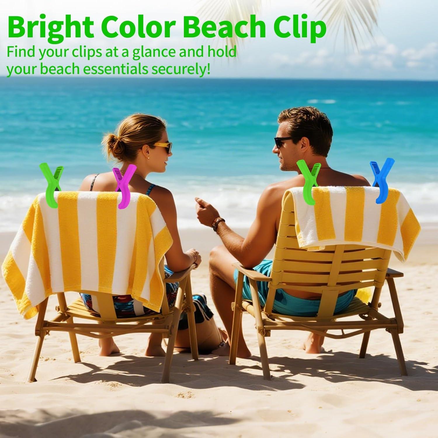 Pinzas para Toallas de Playa QOPAHI - Juego de 6 Clips Antideslizantes