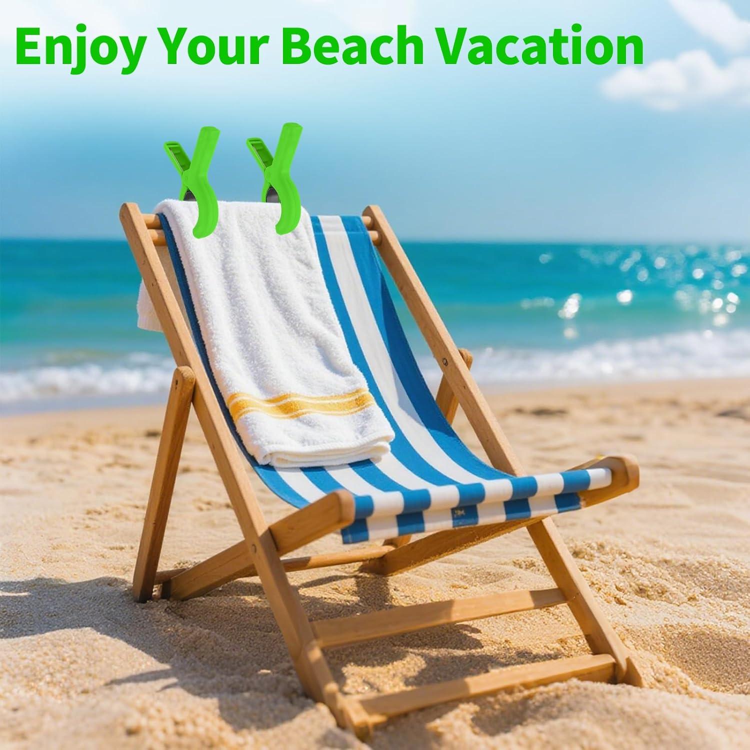 Pinzas para Toallas de Playa QOPAHI - Juego de 6 Clips Antideslizantes