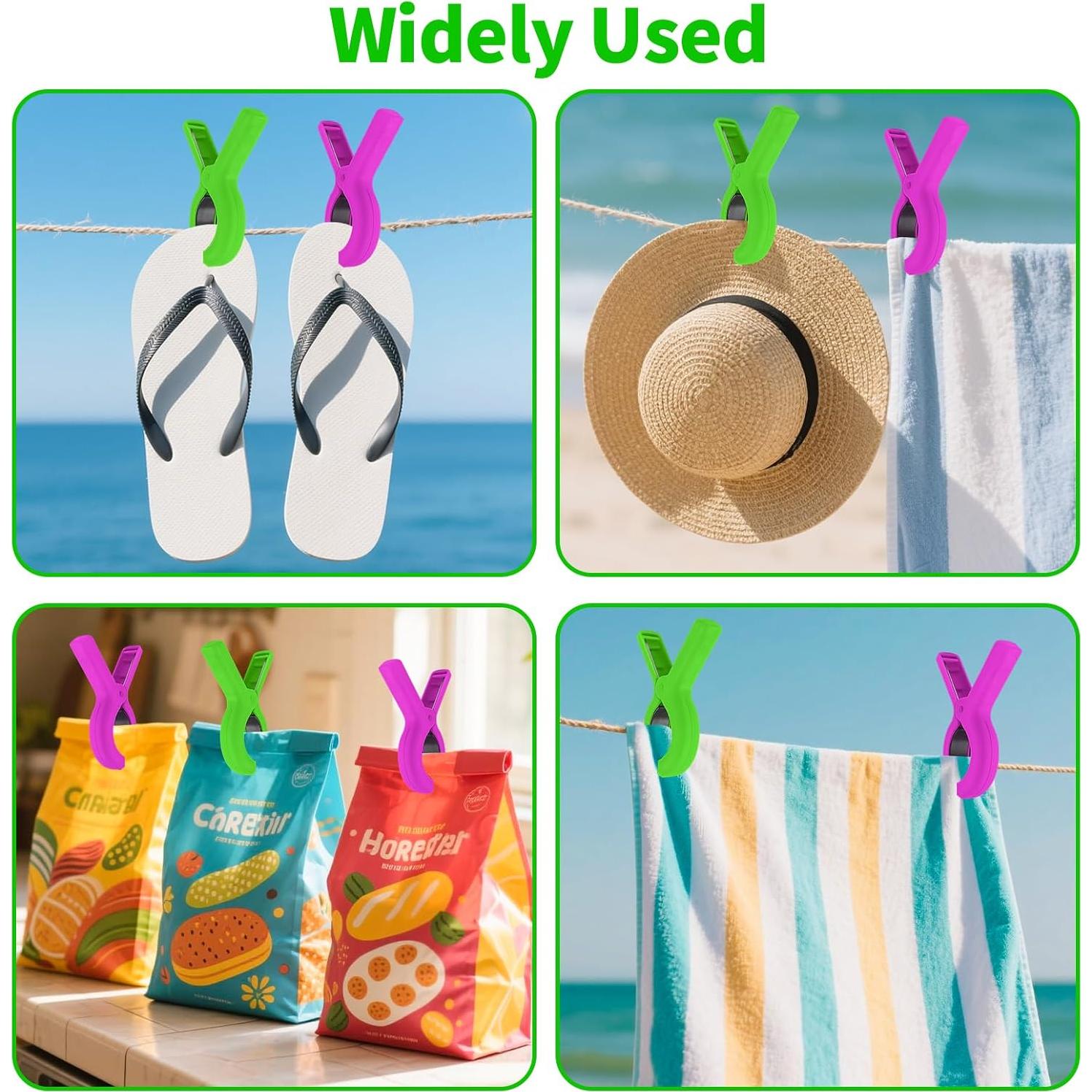 Pinzas para Toallas de Playa QOPAHI - Juego de 6 Clips Antideslizantes