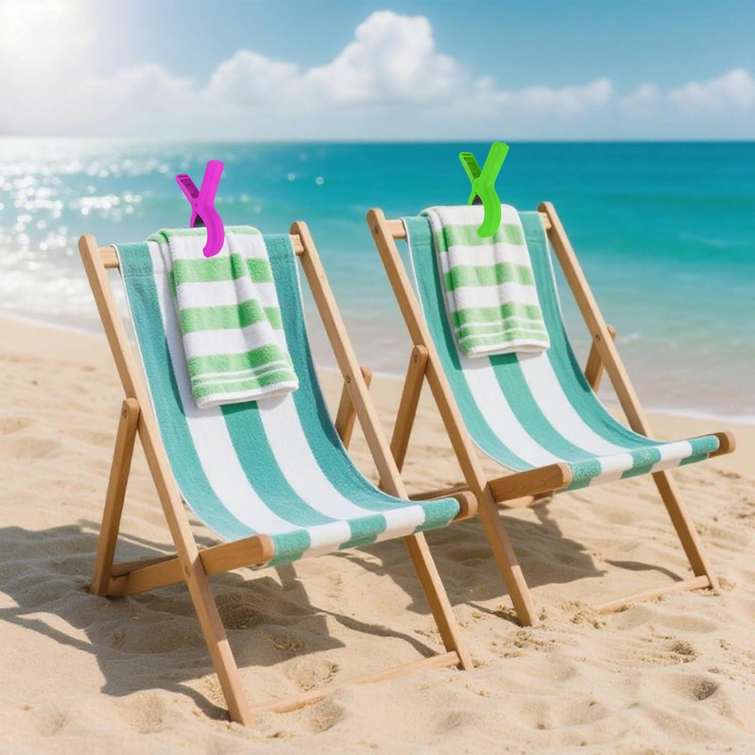 Pinzas para Toallas de Playa QOPAHI - Juego de 6 Clips Antideslizantes