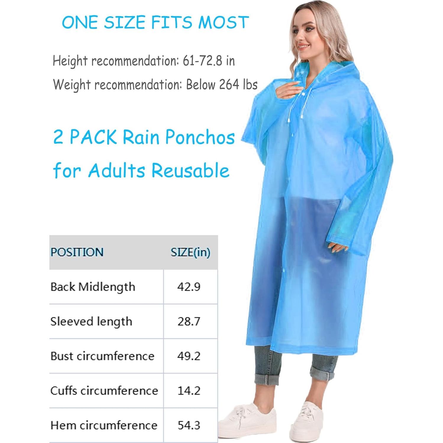 Ponchos de Lluvia Reutilizables HOOMBOOM Impermeables Adultos 2 Pzs