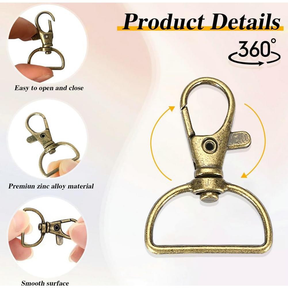 Ganchos de Clip Giratorio PEOUWNES 40 Piezas Bronce 1.8 cm