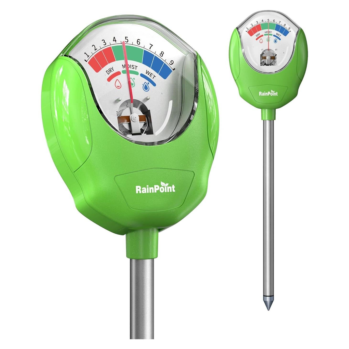 RAINPOINT Soil Moisture Meter for Plants - Accurate Plant Water Meter for Houseplants and Outdoor Plants,Gardening,Farming,No Batteries Needed(Green)
